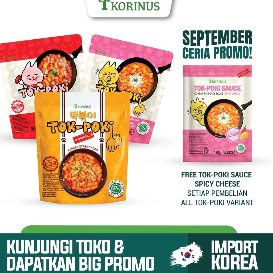 

♘ PROMO PAKET LENGKAP FREE SAUCE CHEESE Korinus K - Bunsik Tokpoki Spicy, Spicy Cheese, dan Mild Instant Tteokbokki/Tokpoki Pedas/Halal MUI ♢