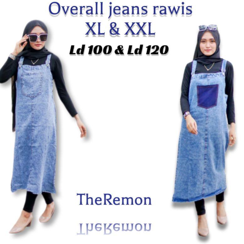 STOK TERBATAS PROMO OVERAL JEANS FIT XL & XXL/OVERAL JEANS BIG POCKET JANETA/OVERALL ROK KODOK JEANS