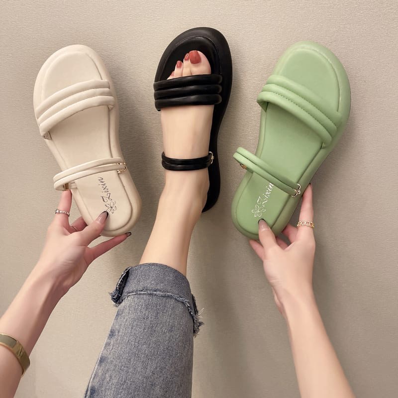 Platform wanita sandal puffy sole tebal kekinian AM 07