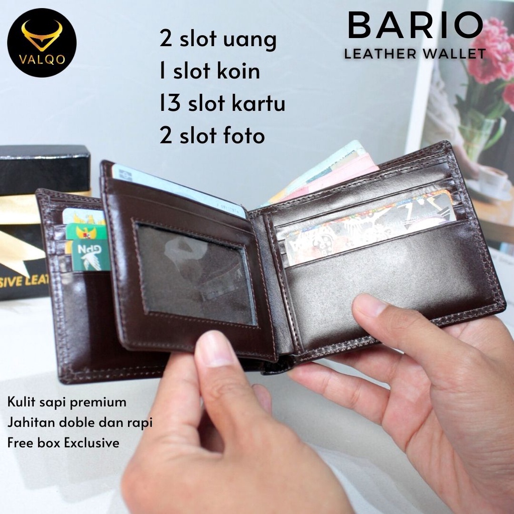 [VALQO] Dompet BARIO Kulit Sapi Pria Laki Cowok 13 Slot Kartu 2 Foto