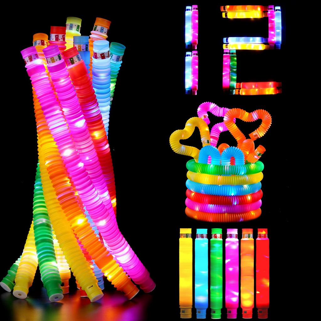 [COD] Light Up Pop Tubes Pipes Lampu Stick Pipa Selang Fidget Toy Led - WARNA RANDOM