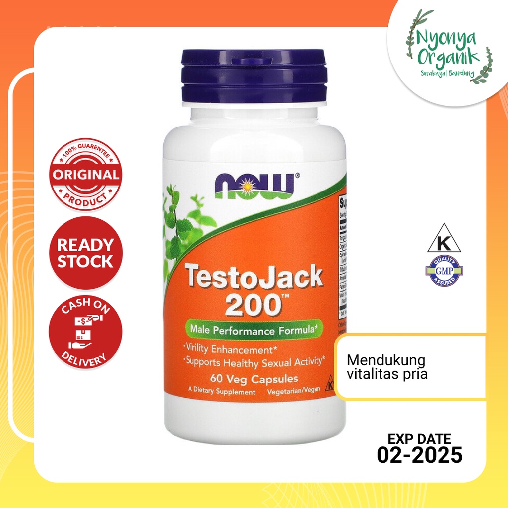 Vitamin Suplemen TestoJack 200 Now Male Performance Formula 60 Vcaps