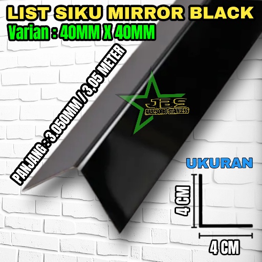 LIST SIKU BLACK MIRROR 40×40×3.050MM T. 0,8MM STAINLESS SS 201