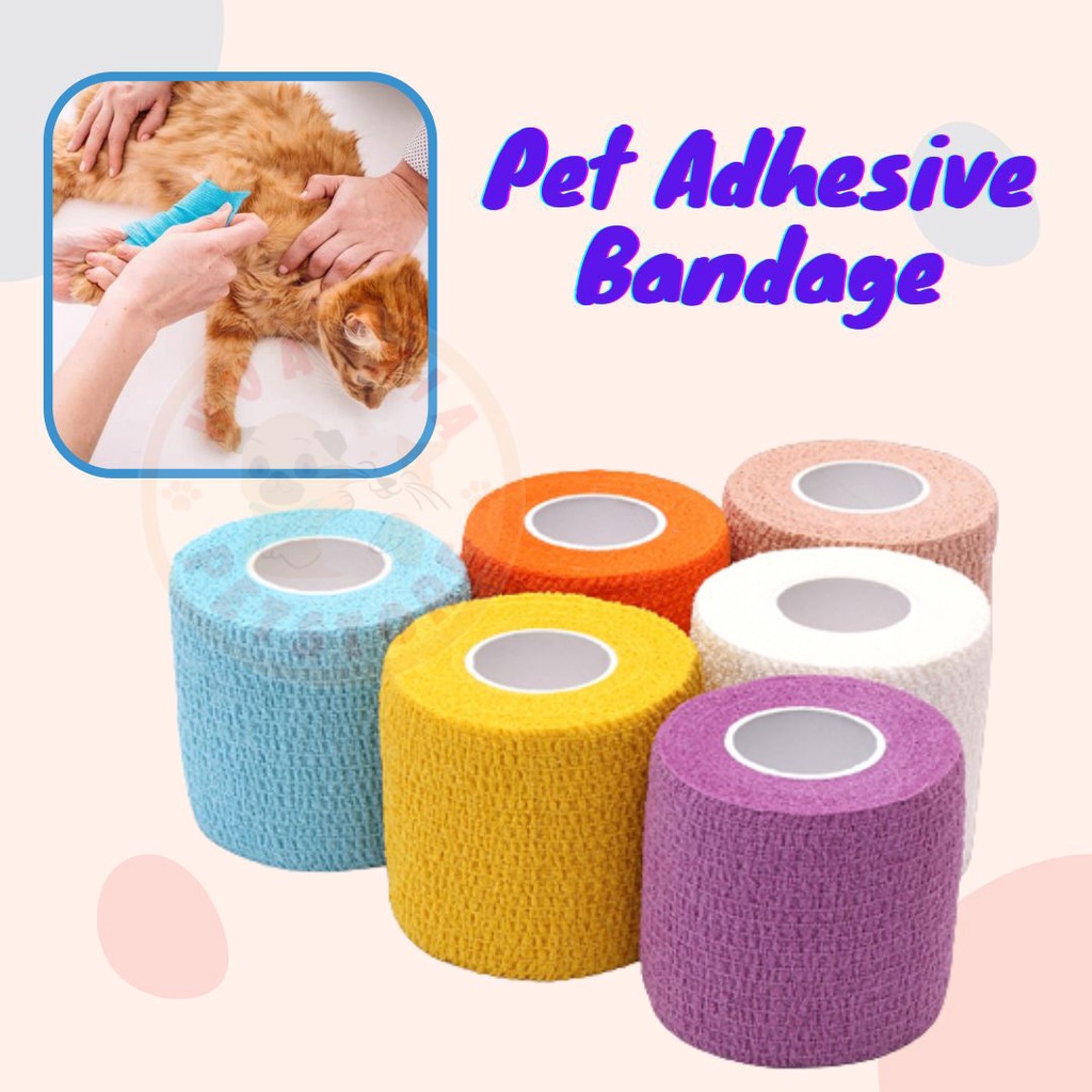Pet Dog Cat Aid Elastic Adhesive Bandage Perban Plester Anjing Kucing - POLOS