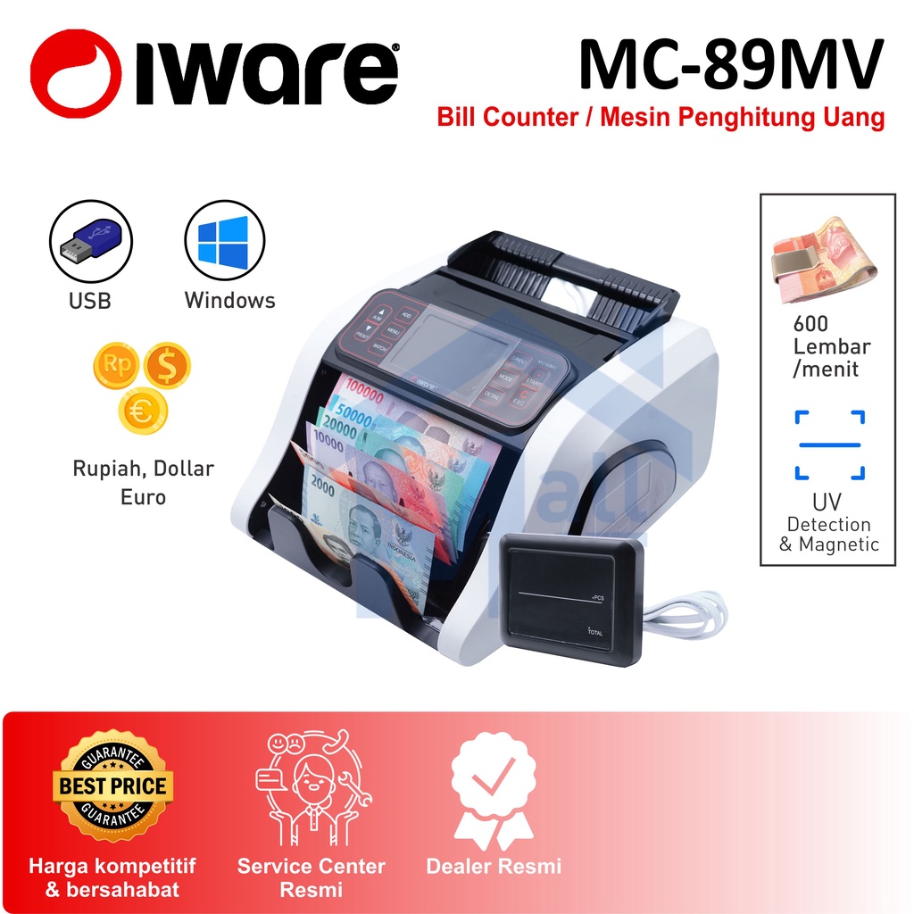 (Bisa Cod) Money Bill Counter IWARE MC-89MV MC 89MV MC89MV Mesin Hitung Uang Ori