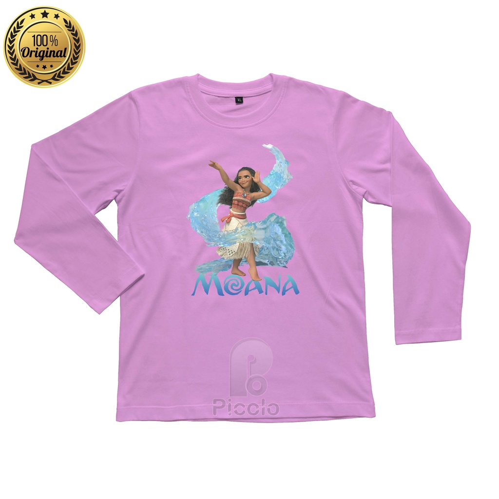 (FREE NAMA) BAJU KAOS ATASAN LENGAN PANJANG ANAK MOTIF KARAKTER DISNEY MOANA