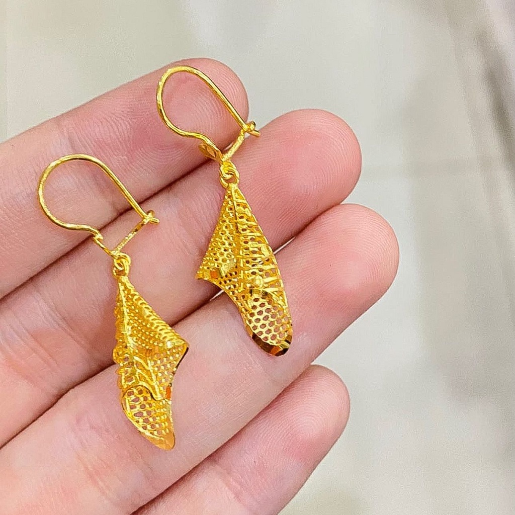 Anting anak dan dewasa emas asli kadar 70 16k desi gantung bunga drop kendari rumbai kerawang giwang kerabu tanpa permata