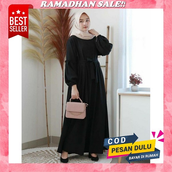 Gamis Syari Wanita Dewasa 2022 Viral Kekinian Model Terbaru Abaya Arabian Warna Hitam Mewah Elegan K
