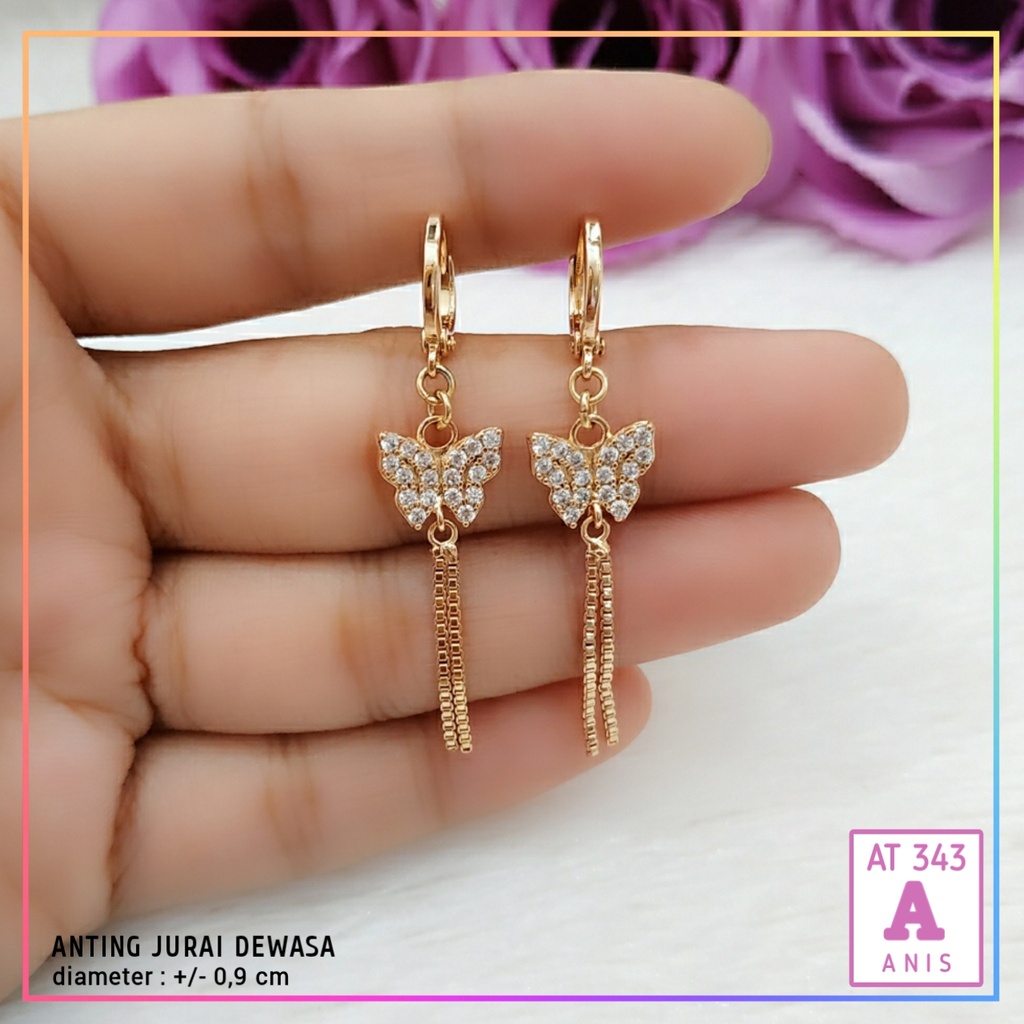 Anting xuping anting wanita dewasa kupu permata perhiasan lapis emas Gold AT 343