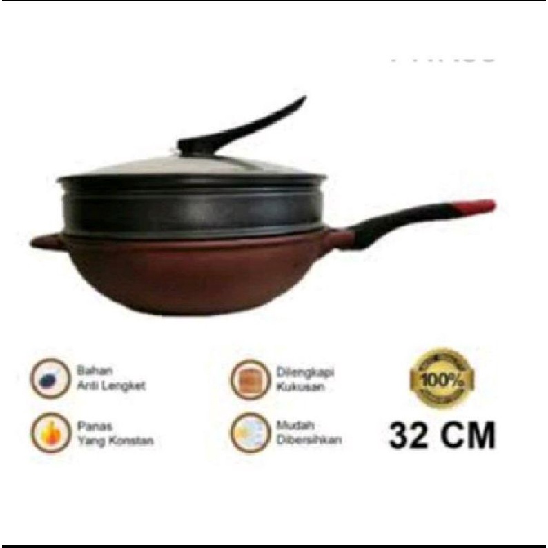 ZUKO WOK PAN STEAMER 32CM / ZUKO ANTI LENGKET 100% ORI