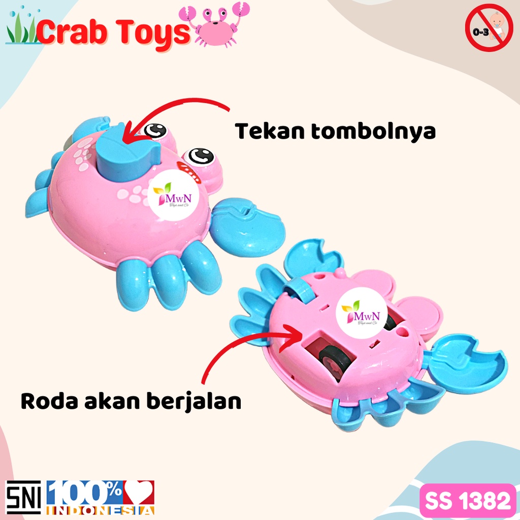 MWN Mainan Animal Kepiting DItekan / Push Back Crab Toys SS1382