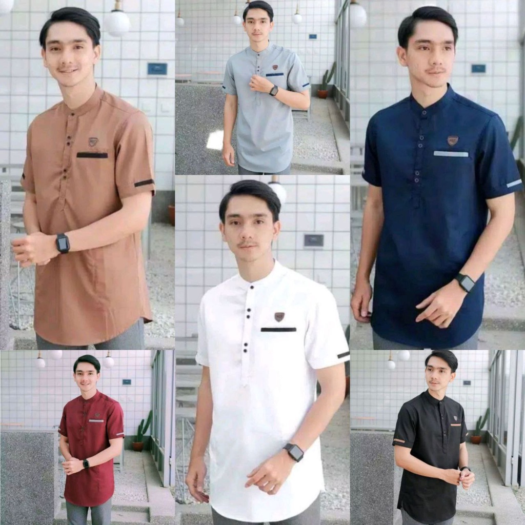 KOKO KURTA LENGAN PENDEK// ATASAN PRIA BAHAN KATUN PREMIUM VIRAL TERLARIS// KURTA POLOS SAKU