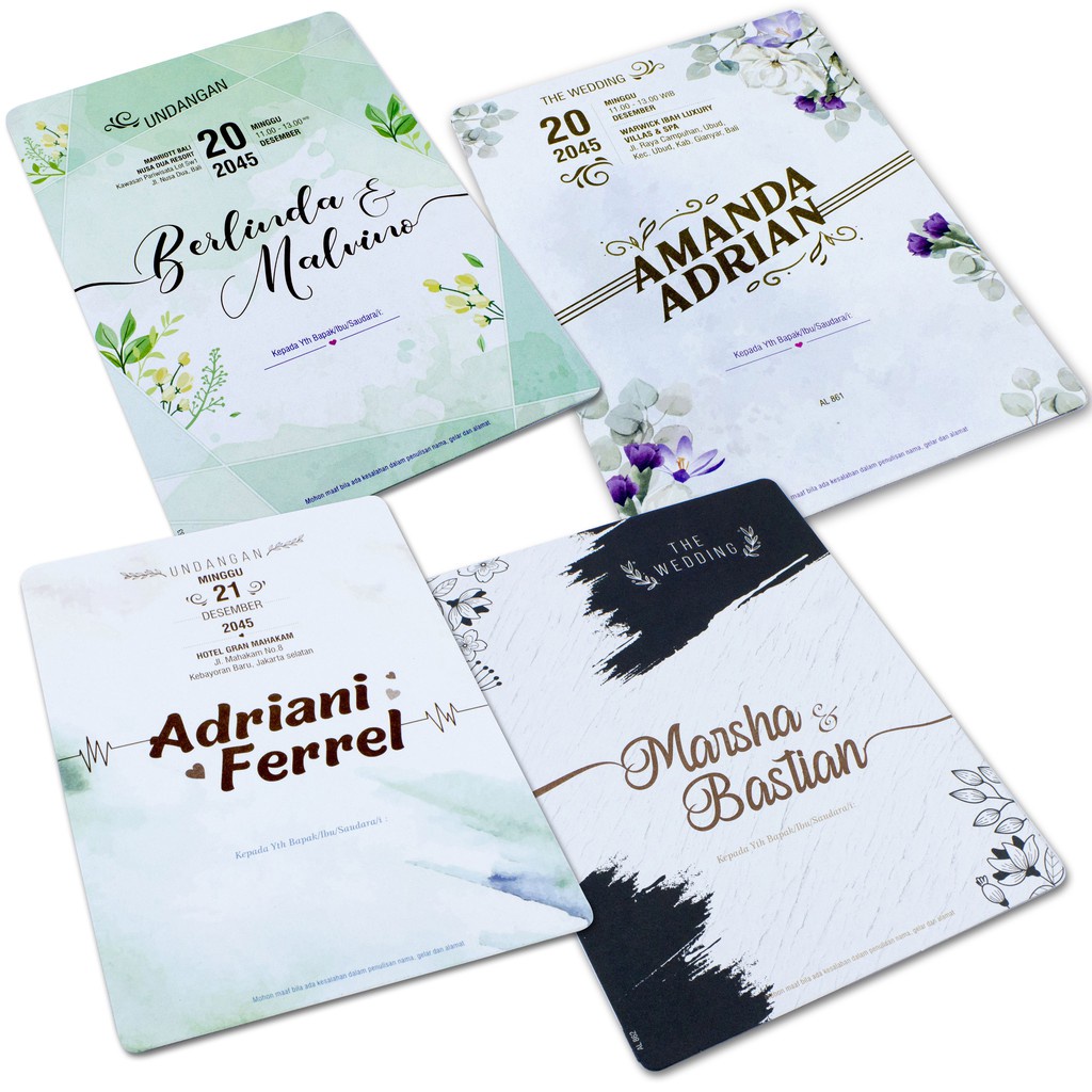 Cetak Undangan Pernikahan/Khitan/Tasyakuran Tema Watercolor Natural Terbaru Desain AL-861, AL-862, A