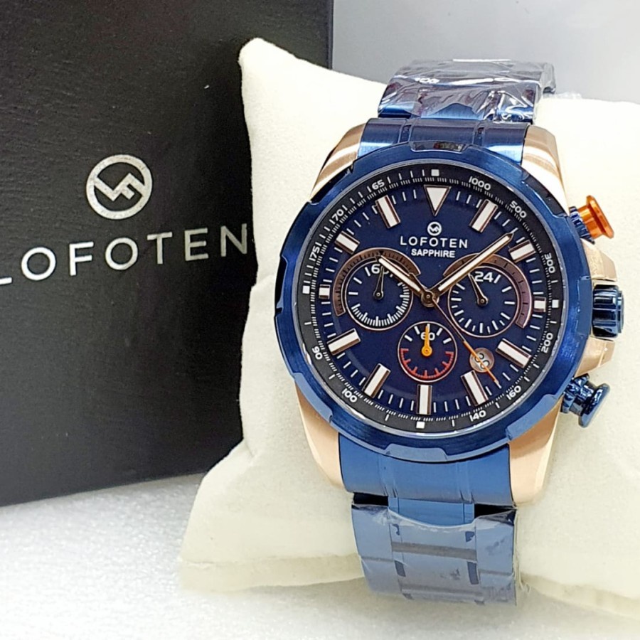LOFOTEN 6510 Jam Tangan Pria Analog Sapphire Chronograph Date Original - Biru