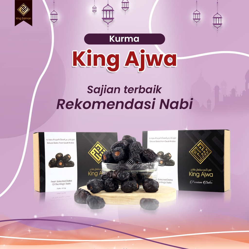 

Kurma King Ajwa Original 100% Madinah Kurma Nabi Dus Premium Anti Pecah