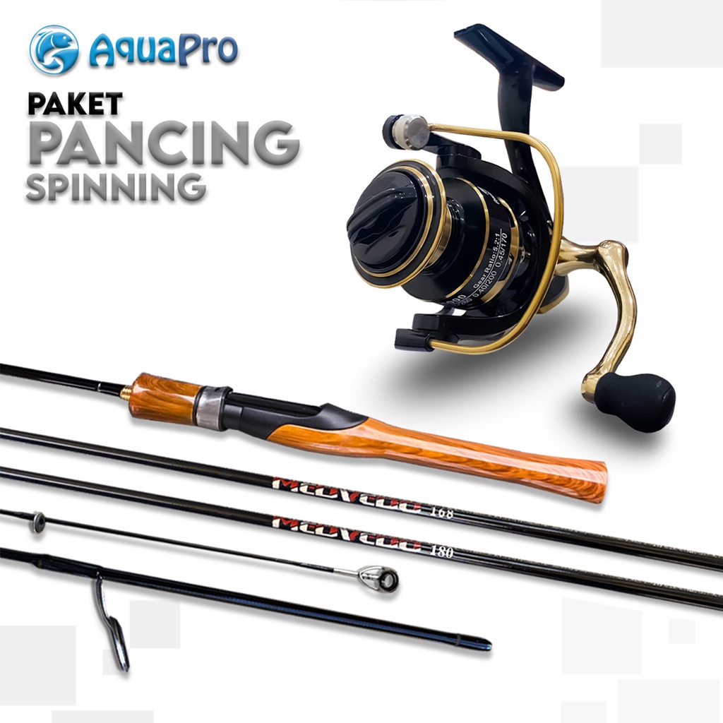 Paket Set Alat Pancing Joran Pancing JR06 Spinning Ultralight Fishing Reel Spinning Rod Bamboo Reel Pancing Gold