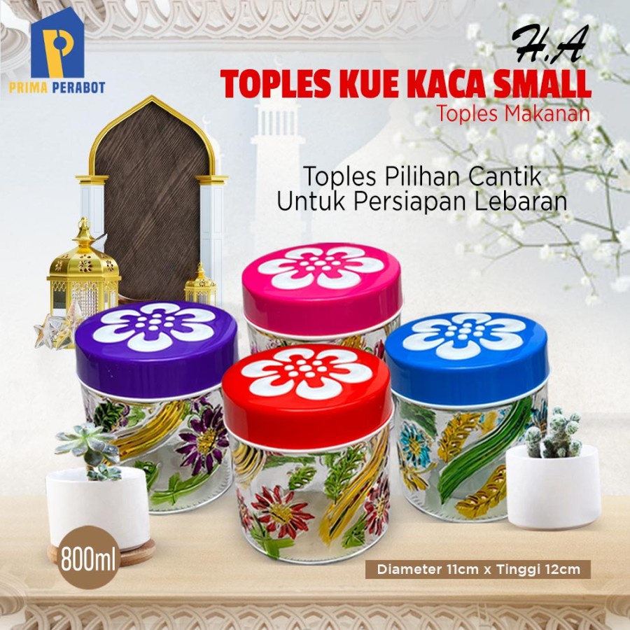 Jual Toples Kaca Berkualitas Glass Canister Tempat Kue Lebaran Ml