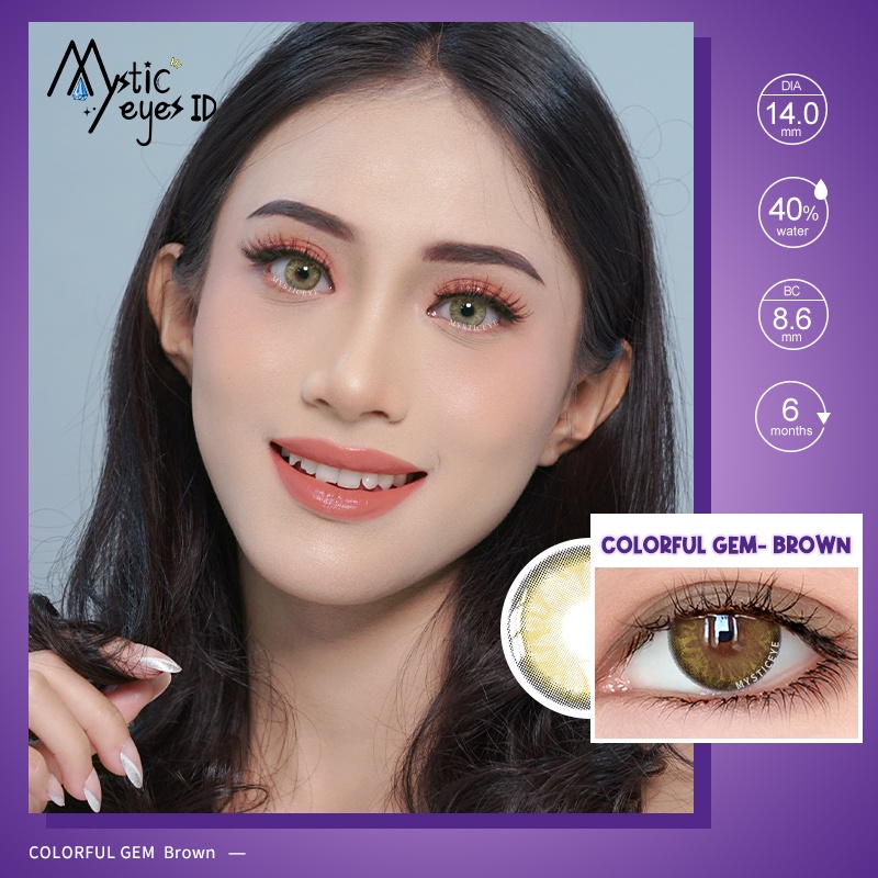 [✅COD] MYSTICEYES SOFTLENS COLORFUL GEM SERI LENSA KONTAK PINK BROWN BLUE GREEN COLOR CONTACT LENS 14MM (NORMAL)