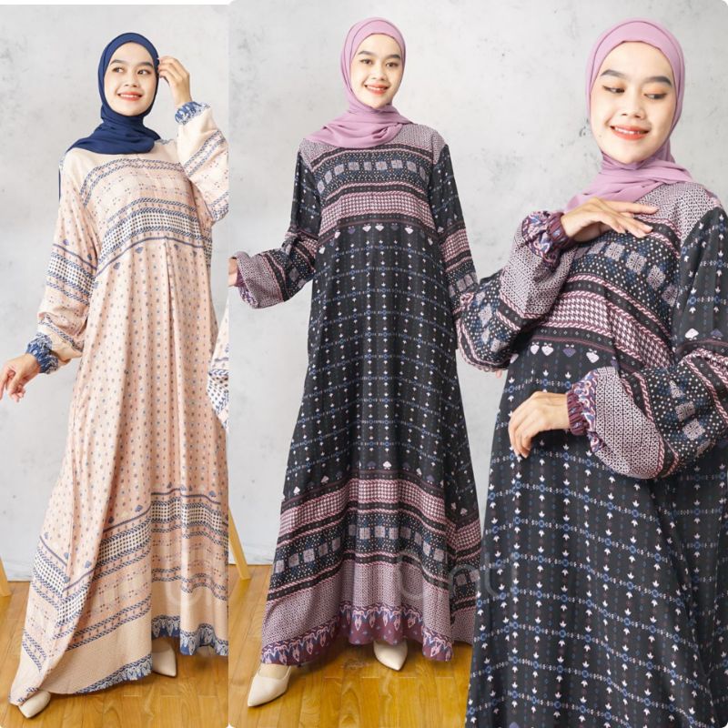 COD ORIGINAL BINTI PREVA DRESS RAYON MOTIF BUNGA JUMBO BUSUI LD 130 FIT XXXL GAMIS MUSLIM BIGSIZE
