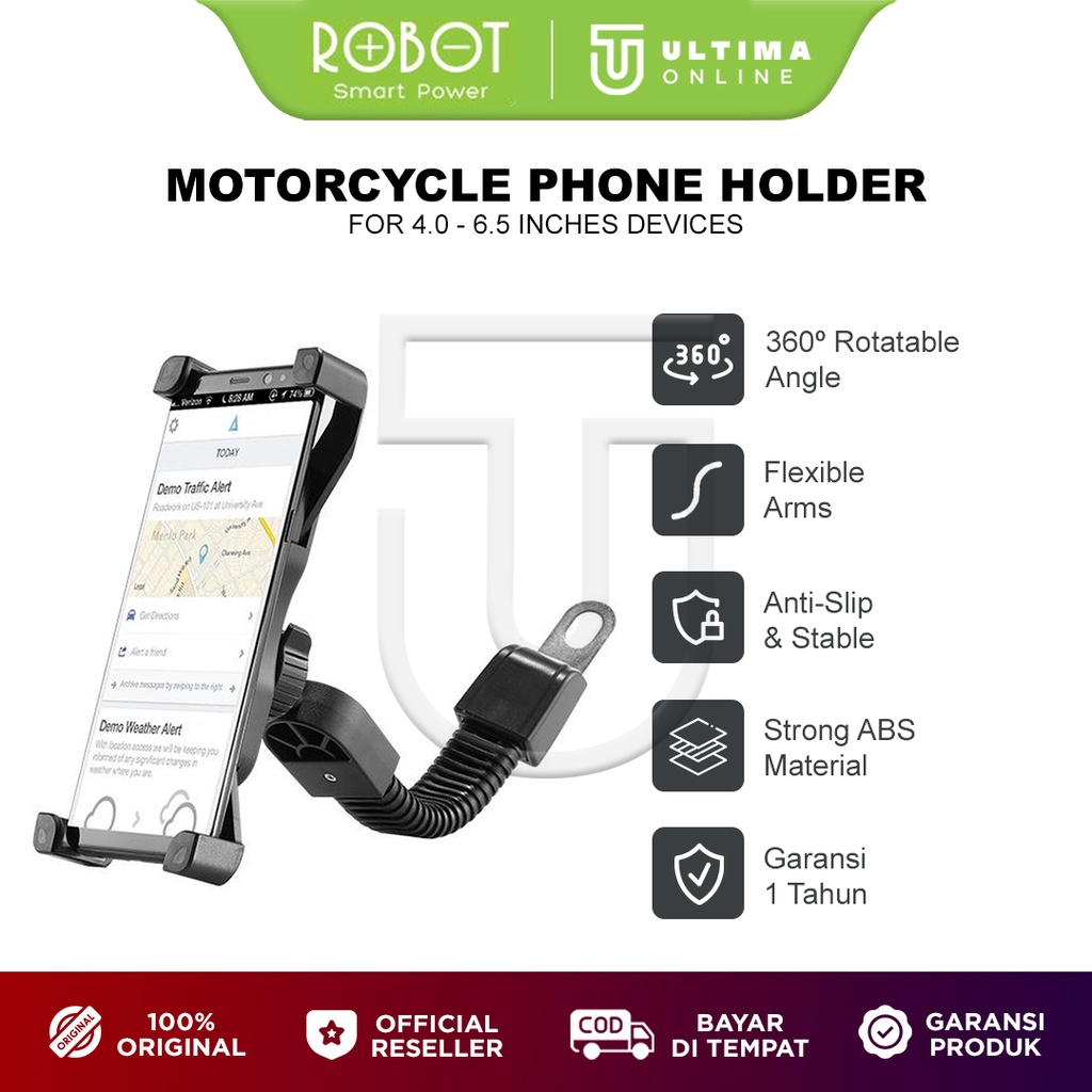 ROBOT RT-MH02 Holder HP Motor Spion Phone Stand Mount HP Aluminium