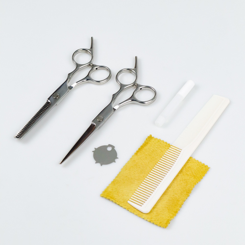 [TOSERBA_ENAK] - Biutte.co Set Gunting Rambut Sasak &amp; Flat Hairdressing Scissors - CL37 - Silver