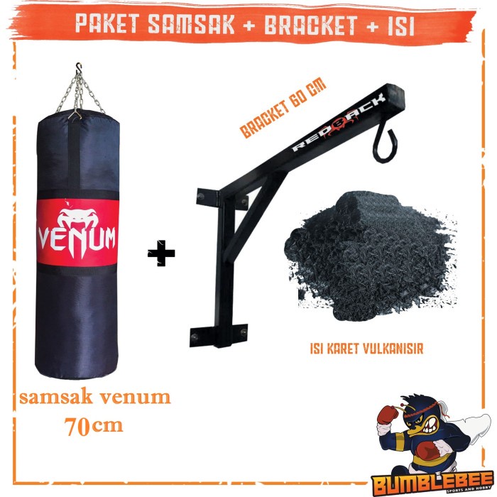 Terlaris Paket Lengkap Samsak Tinju Plus Isi Karet 70Cm + Gantungan Sansak 60Cm