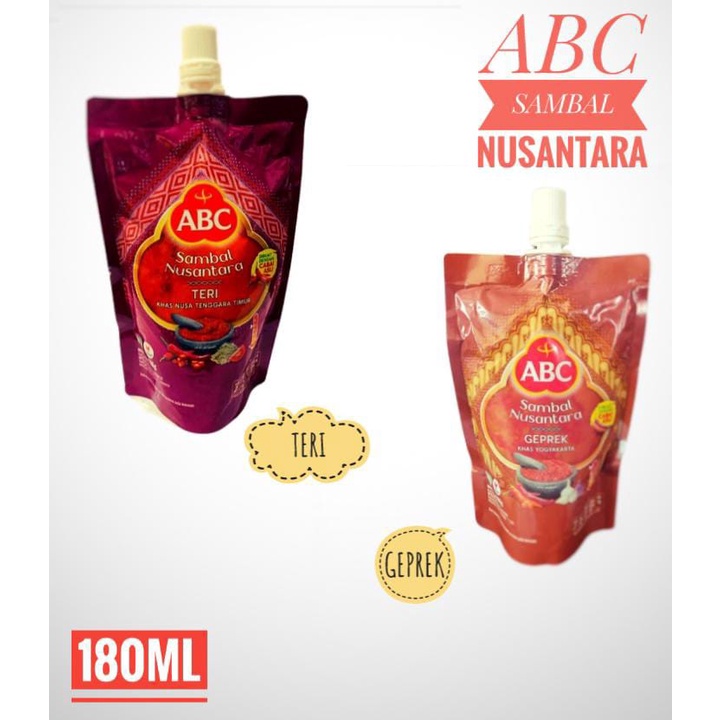 

ABC Sambal / sambel nusantara pouch 180ml halal murah distributor teri terasi geprek