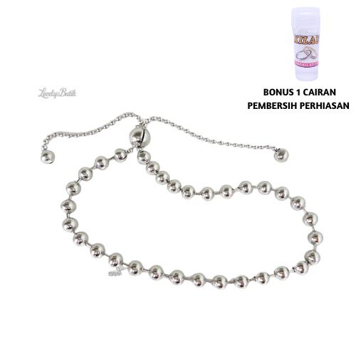 Gelang Serut Stainless Anti Karat V1ra Baja Putih Wanita Remaja Bonus 1 Cairan Pembersih - Lovelybutik
