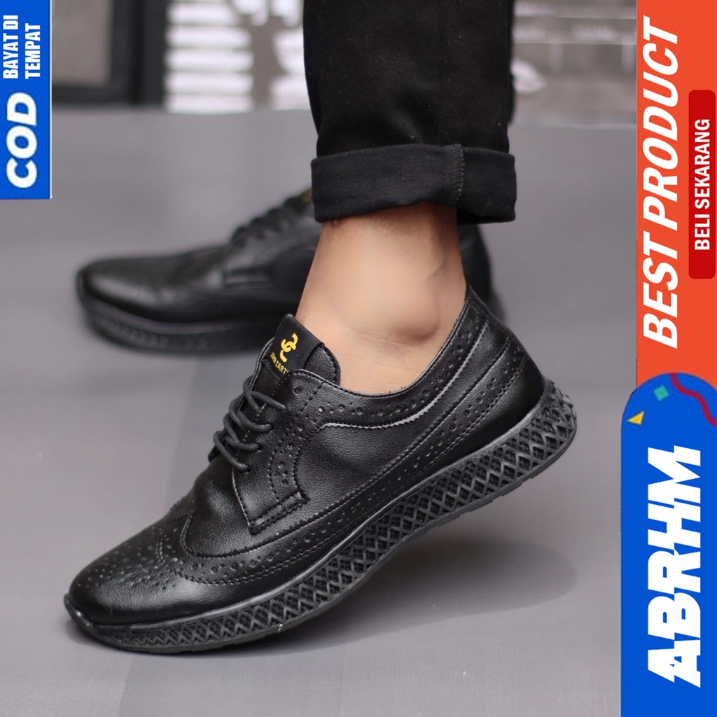 Sepatu Sneakers Casual Hitam Pria Kerja Abrhm Fite