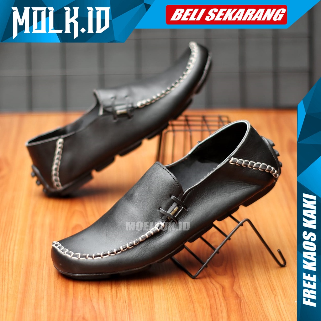 MOLK Sepatu Slip On Pria Kulit Asli Original Cvny Formal Casual Termurah Selop Slop Pria