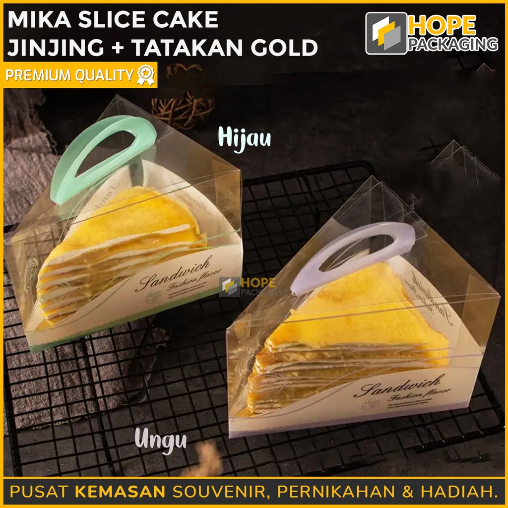 [ isi 5pcs ] Mika Slice Cake tiramisu / Mika Slice cake jinjing + tatakan gold untuk pinggiran kue / cake