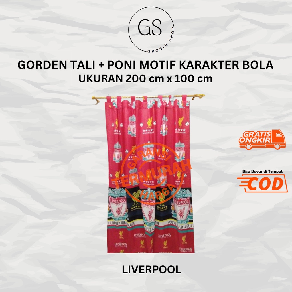 GORDEN TALI UNTUK PINTU DAN JENDELA DENGAN PONI MOTIF KARAKTER BOLA LIVERPOOL