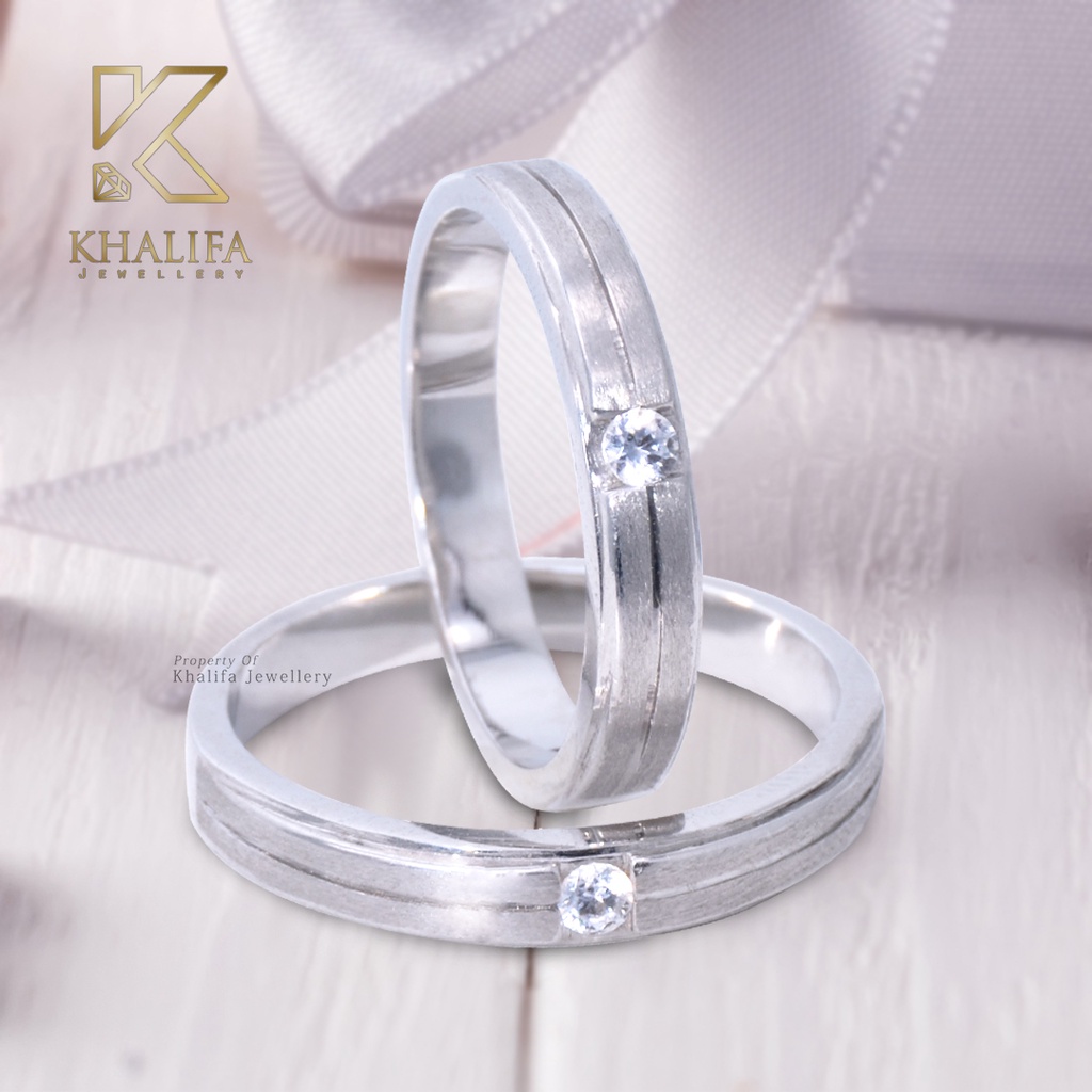 Cincin Kawin / Cincin Tunangan Couple Emas Putih 75% + Berlian / Swarovski & Paladium / Silver 1207