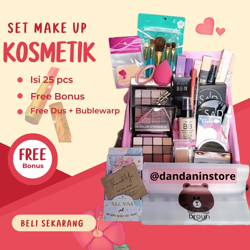 Paket Set Make Up Lameila Murah Meriah 1 Set Komplit 20in1 FREE BONUS Hemat Lengkap Kecantikan Wajah