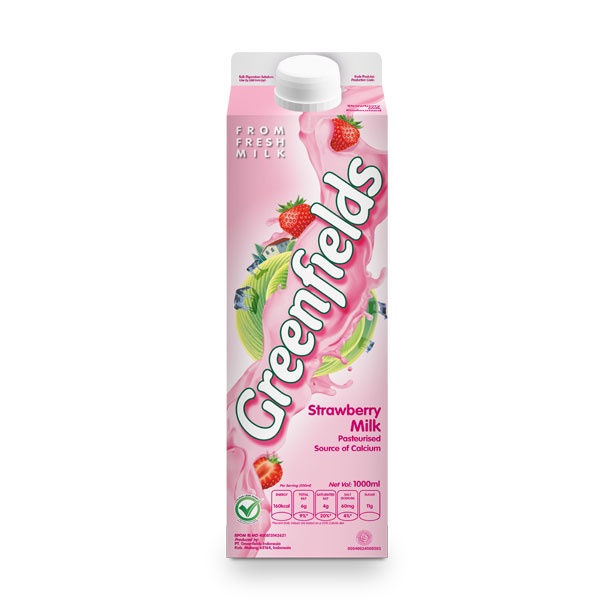 Promo Harga Greenfields Fresh Milk Strawberry 1000 ml - Shopee
