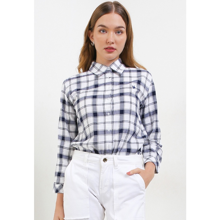 Kemeja Wanita Cardinal Original Checkered Cewek Kasual Detail Viscose CG Regular Perempuan