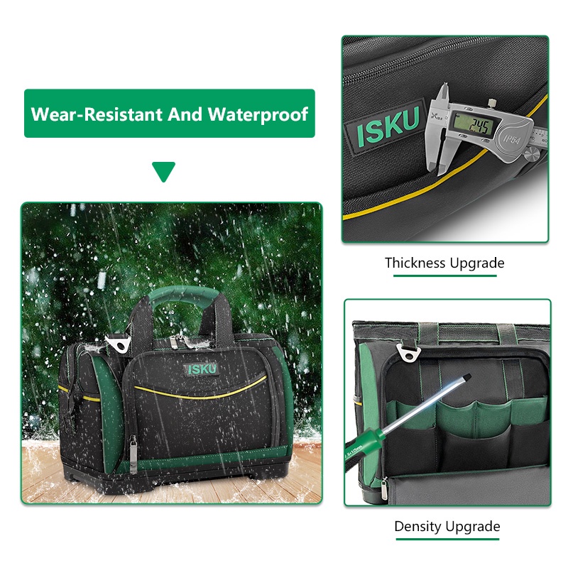 ISKU Tool Bag Besar / Tas Perkakas 16 18 20 inch Tas Simpan Perkakas Multifungsi Bahan Oxford Toolbag Tas Penyimpanan Perkakas