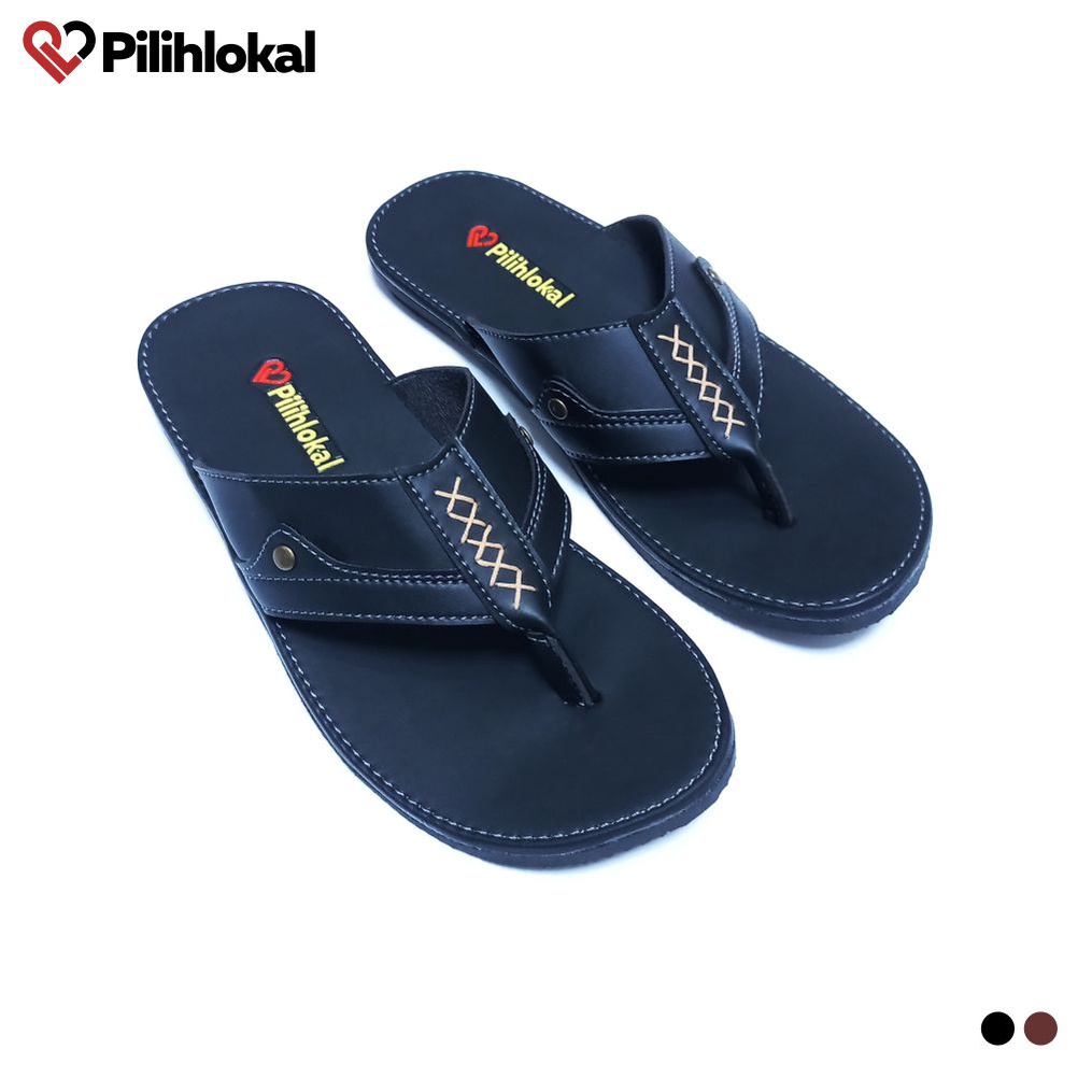 Pilihlokal - Sandal Kulit Pria Dewasa Casual Terbaru 2023 Model Jepit Distro Ukuran Besar Jumbo - Sendal Capit Cowok Remaja Kekinian Bahan Karet Tebal Anti Licin Lentur Murah Terlaris - Alas Kaki Laki Laki Kasual Untuk Undangan Lebaran Warna Hitam Coklat