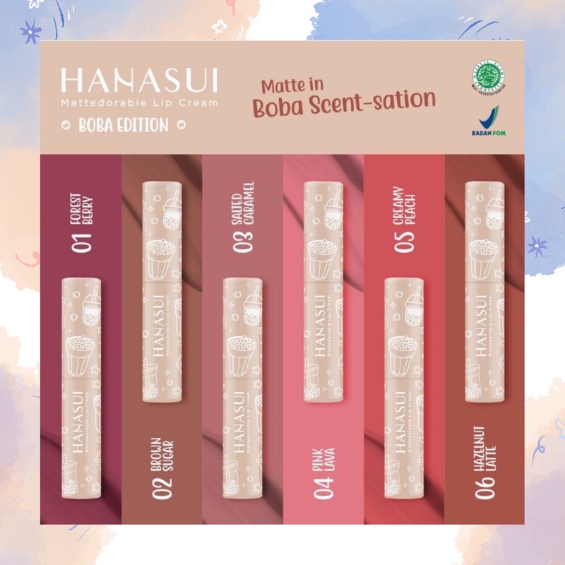 Hanasui Mattedorable Lip Cream | Lipstick Mate Hanasui | Boba Edition
