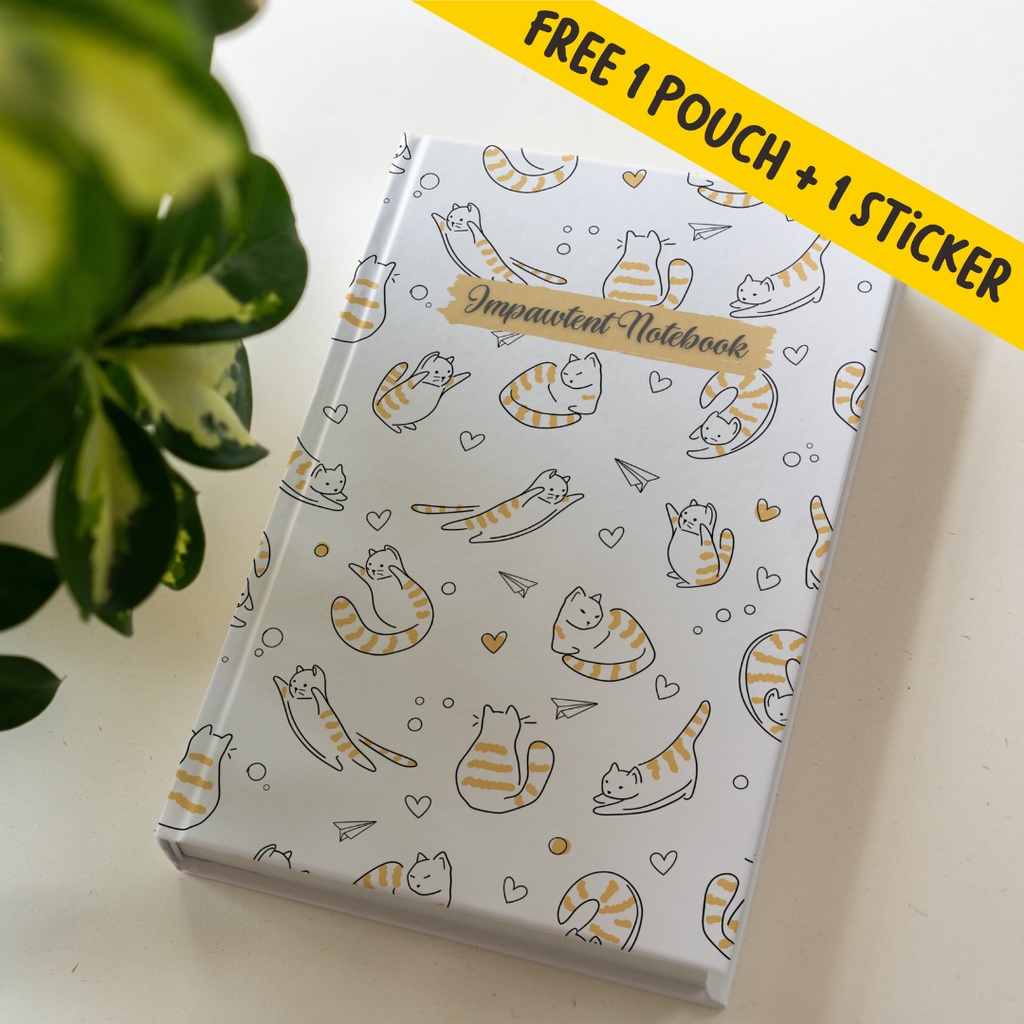 

Buku Catatan Diary Journal Notebook Agenda, Dotted dan Polos Pattern Kucing