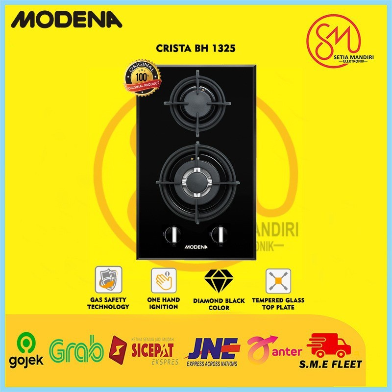 MODENA BH1325 Kompor Gas Tanam 2 Tungku HOB CRISTA BH 1325