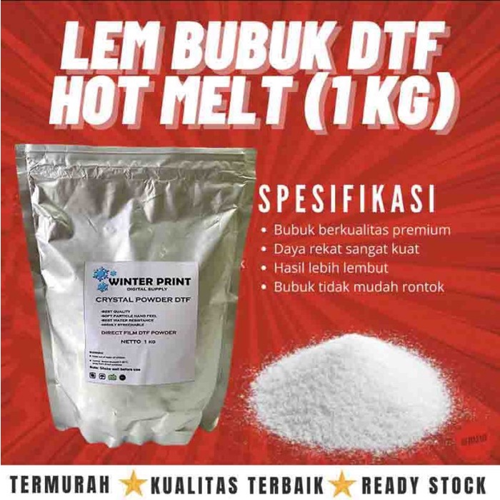 

Terlaris Tpu Hot Melt Powder Sablon Dtf / Lem Bubuk Transfer Pet Film 1 Kg