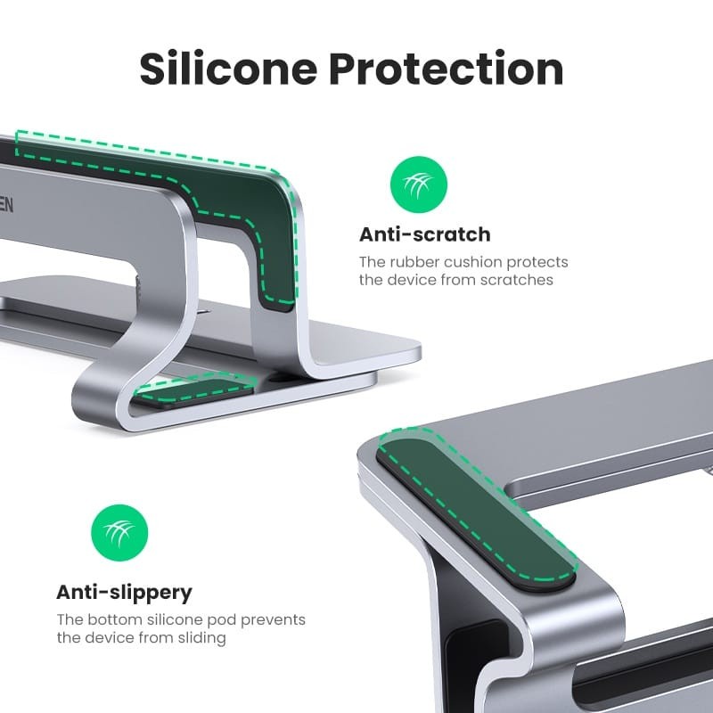 Stand Holder UGREEN Vertical Laptop Stand Alumunium Alloy SIlver - Ugreeb 20471 60643 Stand Macbook