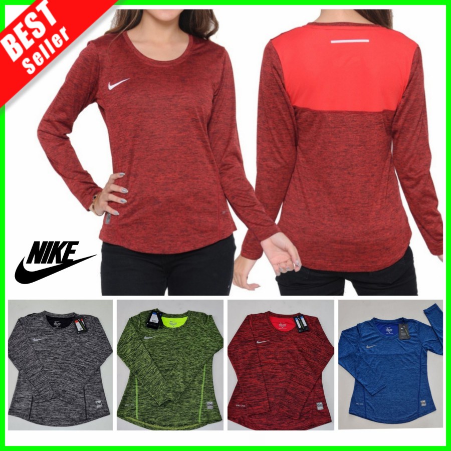 Baju Senam Zumba Wanita Kaos Olahraga Gym NIKE Dry Fit Lengan Panjang