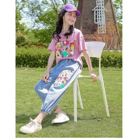 Setelan anak PEREMPUAN SET import HSMMC + CELANA JEANS TEBAL KEKINIAN setelan anak teenager