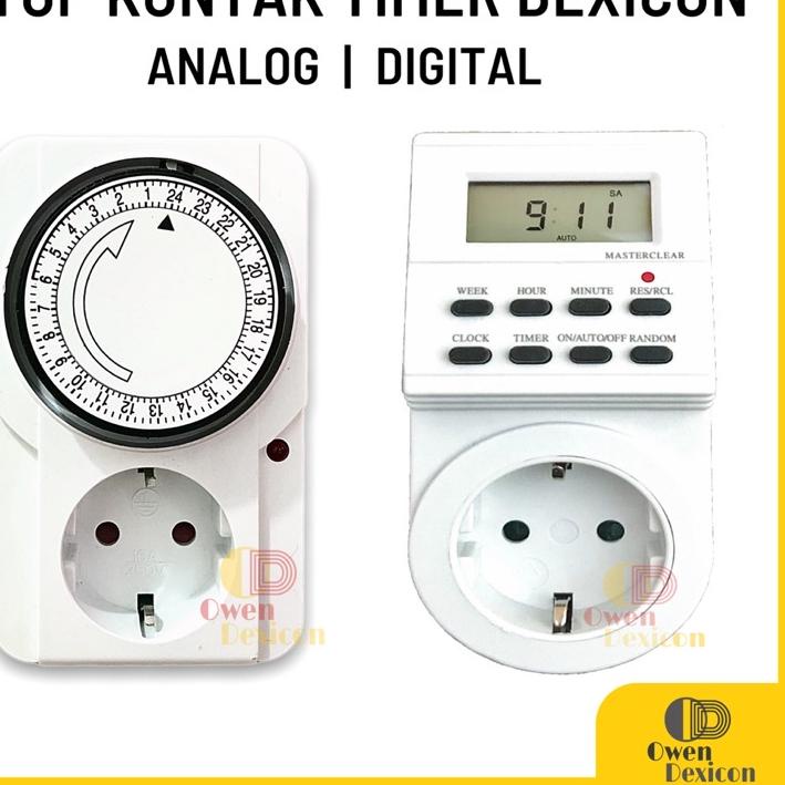 12.12 BIG SALE FASION DEXICON Stop Kontak Timer 24 jam / Colokan Timer Digital / Timer Analog / Sakl