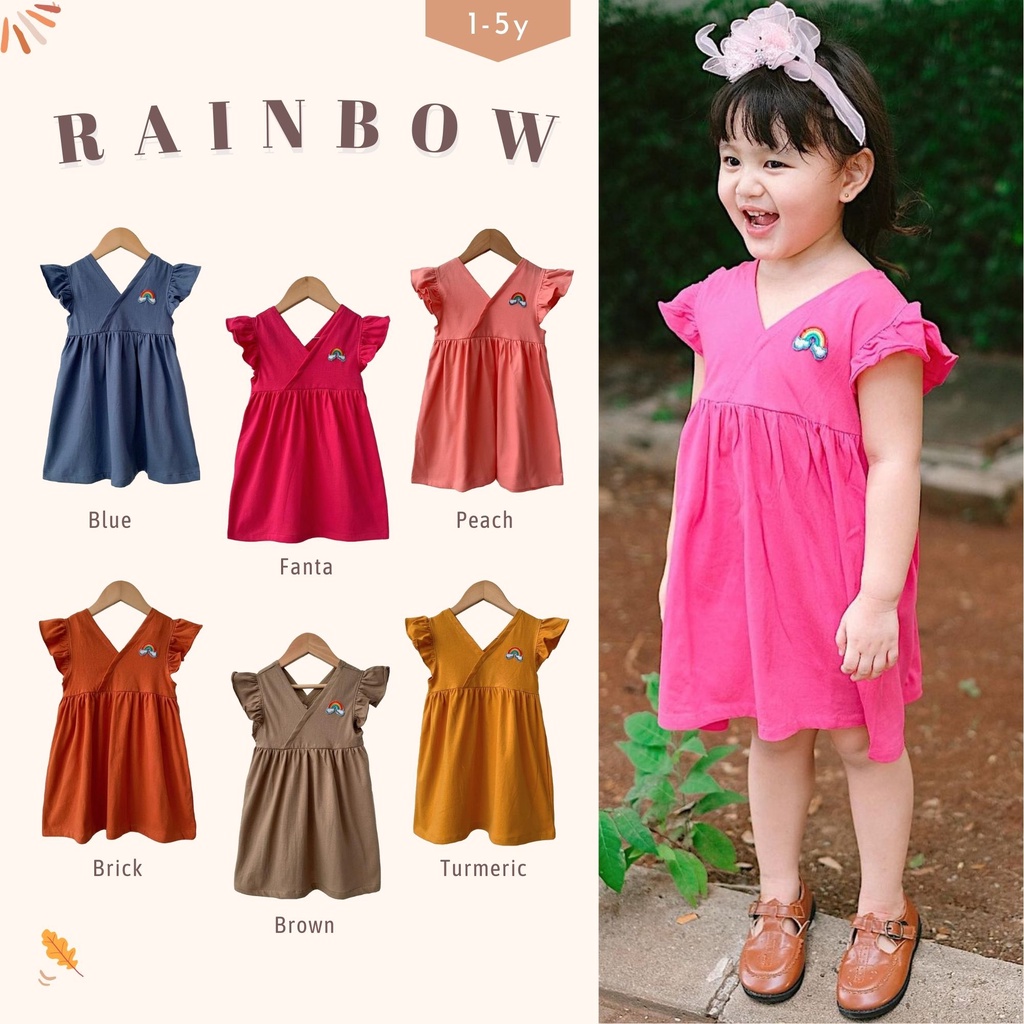 SMILEE Kimono Rainbow Dress Anak | Baju Anak Pelangi Perempuan