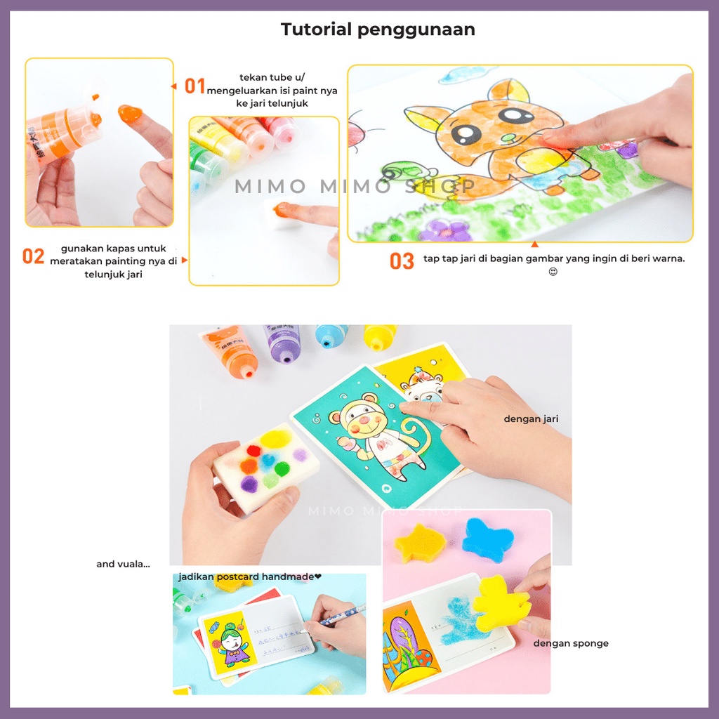 

MilL FURO ANGEL FINGER PAINT WASHABLE CAT TANGAN WARNA NON TOXIC SET EDUKASI ANAK