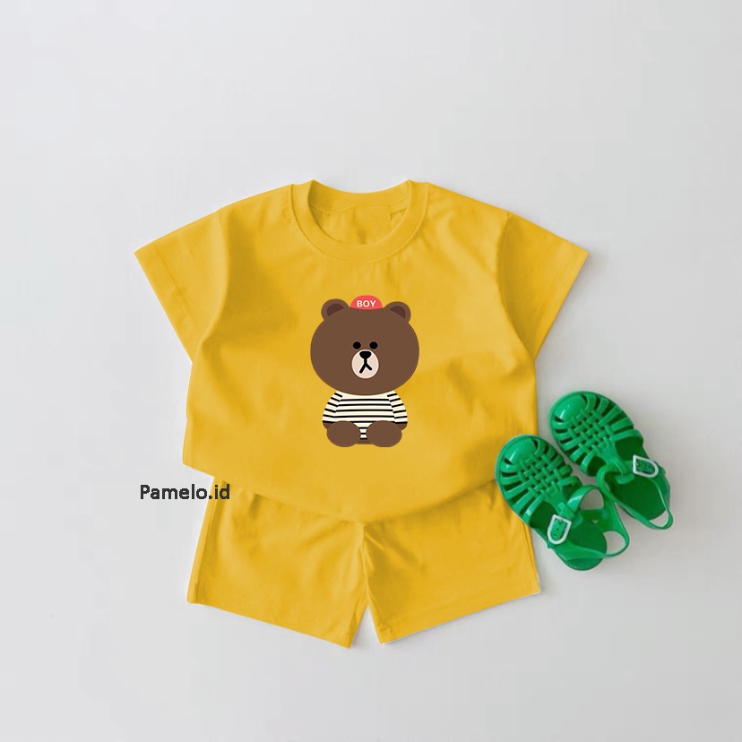 Pamelo.id Set Anak Viral / Bear BoY / Fashion Anak / Stelan baju anak / Korea Style / Set Balita