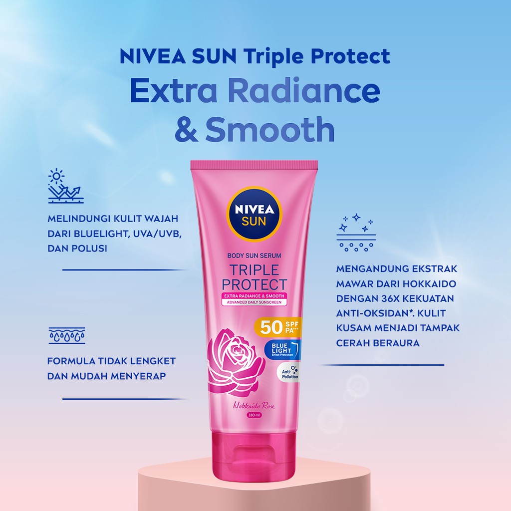 NIVEA SUN Triple Protect Body Serum Extra Radiance &amp; Smooth SPF50 PA+++ 180ml